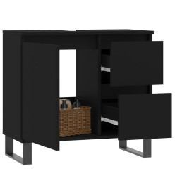 Armoire de salle de bain noir 65x33x60 cm bois d'ingénierie