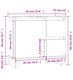 Armoire de salle de bain noir 65x33x60 cm bois d'ingénierie