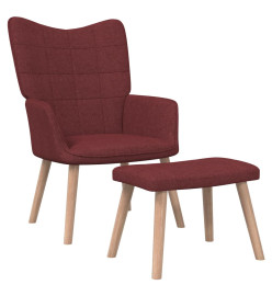 Chaise de relaxation avec tabouret Rouge bordeaux Tissu