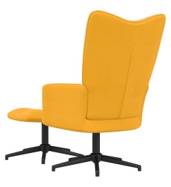 Chaise de relaxation avec repose-pied Jaune moutarde Velours