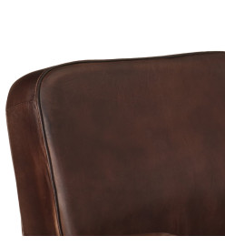 Fauteuil marron cuir véritable