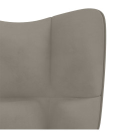 Chaise de relaxation avec repose-pied Gris clair Velours