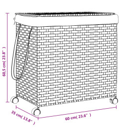 Panier à linge avec roulettes blanc 60x35x60,5cm résine tressée