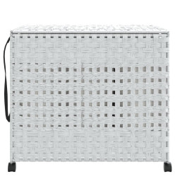 Panier à linge avec roulettes blanc 66x35x60 cm résine tressée