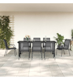 Ensemble à manger de jardin 9 pcs noir textilène et acier