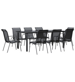 Ensemble à manger de jardin 9 pcs noir textilène et acier