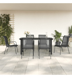 Ensemble à manger de jardin 7 pcs noir textilène et acier
