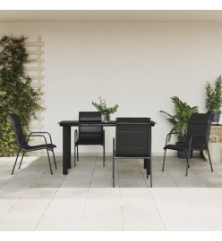 Ensemble à manger de jardin 5 pcs noir textilène et acier