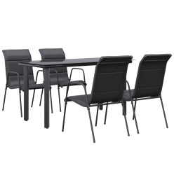 Ensemble à manger de jardin 5 pcs noir textilène et acier