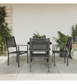 Ensemble à manger de jardin 5 pcs noir textilène et acier