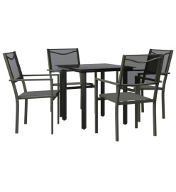 Ensemble à manger de jardin 5 pcs noir textilène et acier