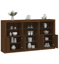 Buffet avec lumières LED chêne marron 181,5x37x100 cm