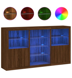 Buffet avec lumières LED chêne marron 181,5x37x100 cm