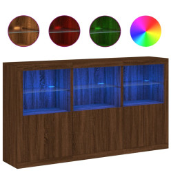 Buffet avec lumières LED chêne marron 181,5x37x100 cm