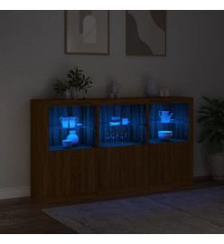 Buffet avec lumières LED chêne marron 181,5x37x100 cm