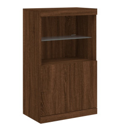 Buffet avec lumières LED chêne marron 181,5x37x100 cm