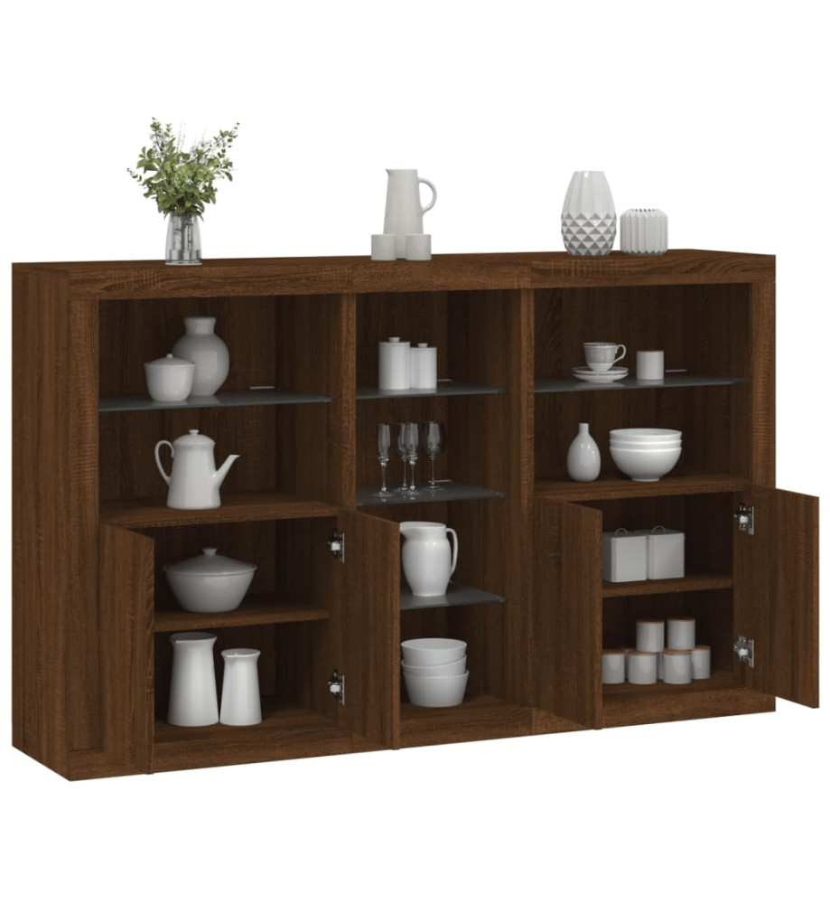 Buffet avec lumières LED chêne marron 162x37x100 cm Buffet avec lumières LED chêne marron 162x37x100 cm