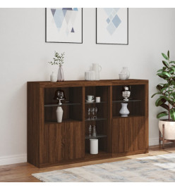 Buffet avec lumières LED chêne marron 162x37x100 cm