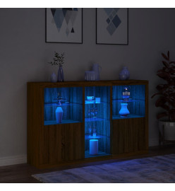 Buffet avec lumières LED chêne marron 162x37x100 cm