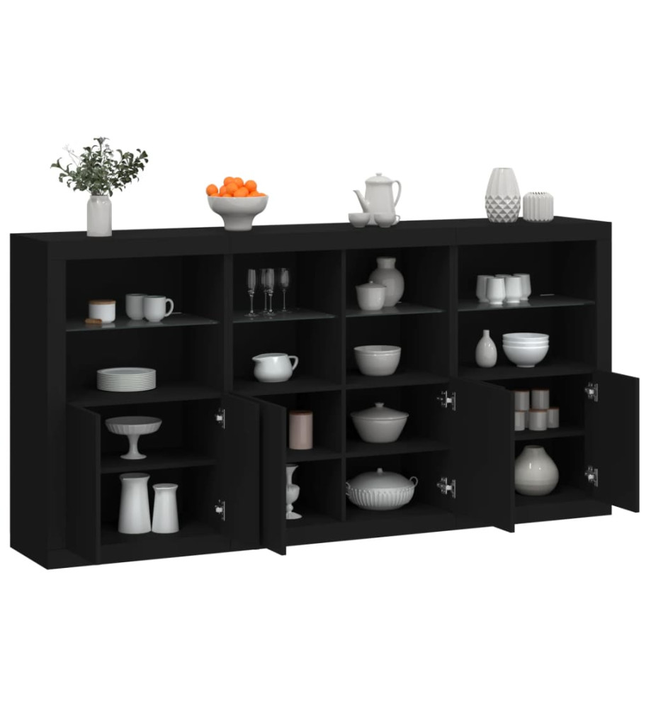 Buffet avec lumières LED noir 202x37x100 cm Buffet avec lumières LED noir 202x37x100 cm