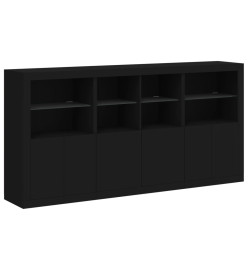 Buffet avec lumières LED noir 202x37x100 cm