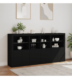 Buffet avec lumières LED noir 202x37x100 cm