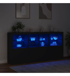 Buffet avec lumières LED noir 202x37x100 cm