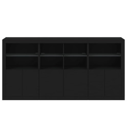 Buffet avec lumières LED noir 202x37x100 cm