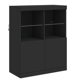Buffet avec lumières LED noir 202x37x100 cm