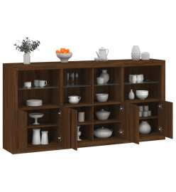 Buffet avec lumières LED chêne marron 202x37x100 cm