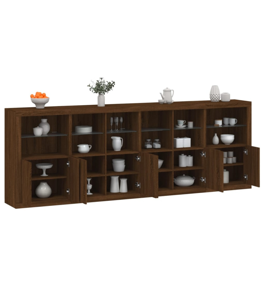 Buffet avec lumières LED chêne marron 283x37x100 cm Buffet avec lumières LED chêne marron 283x37x100 cm