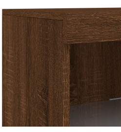 Buffet avec lumières LED chêne marron 283x37x100 cm