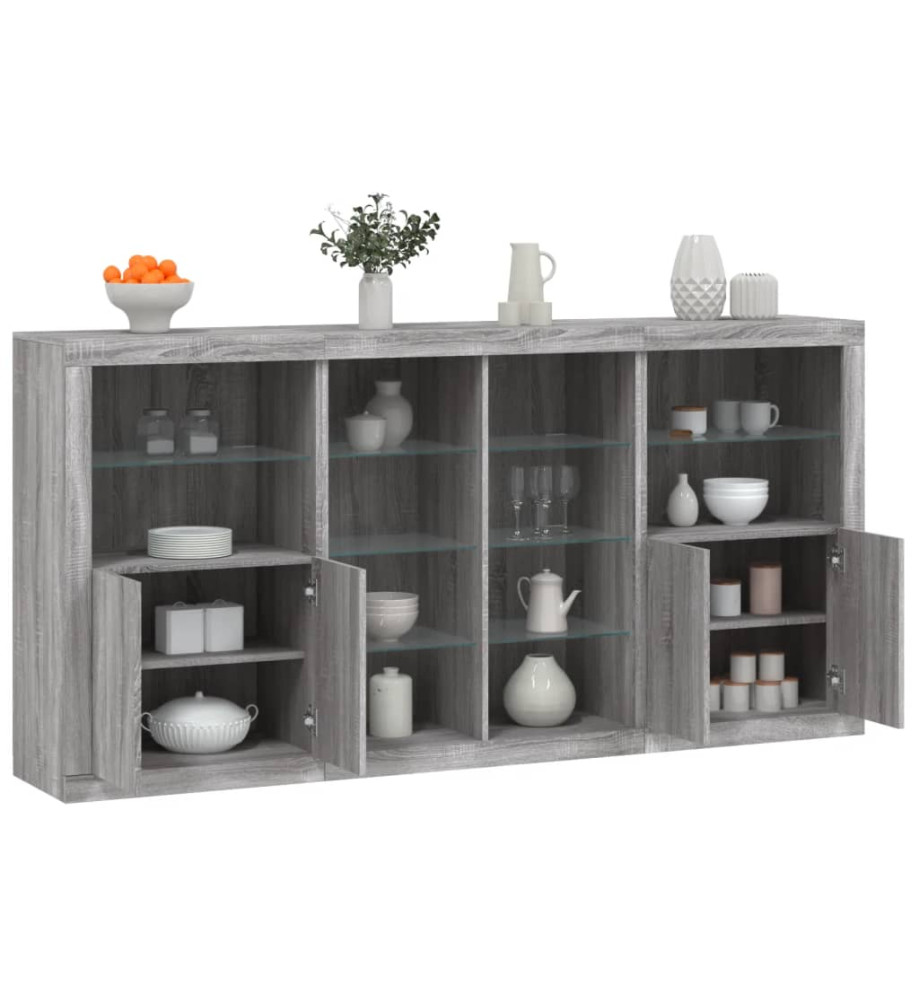 Buffet avec lumières LED sonoma gris 202x37x100 cm Buffet avec lumières LED sonoma gris 202x37x100 cm