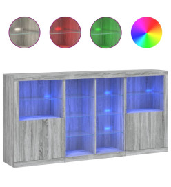 Buffet avec lumières LED sonoma gris 202x37x100 cm