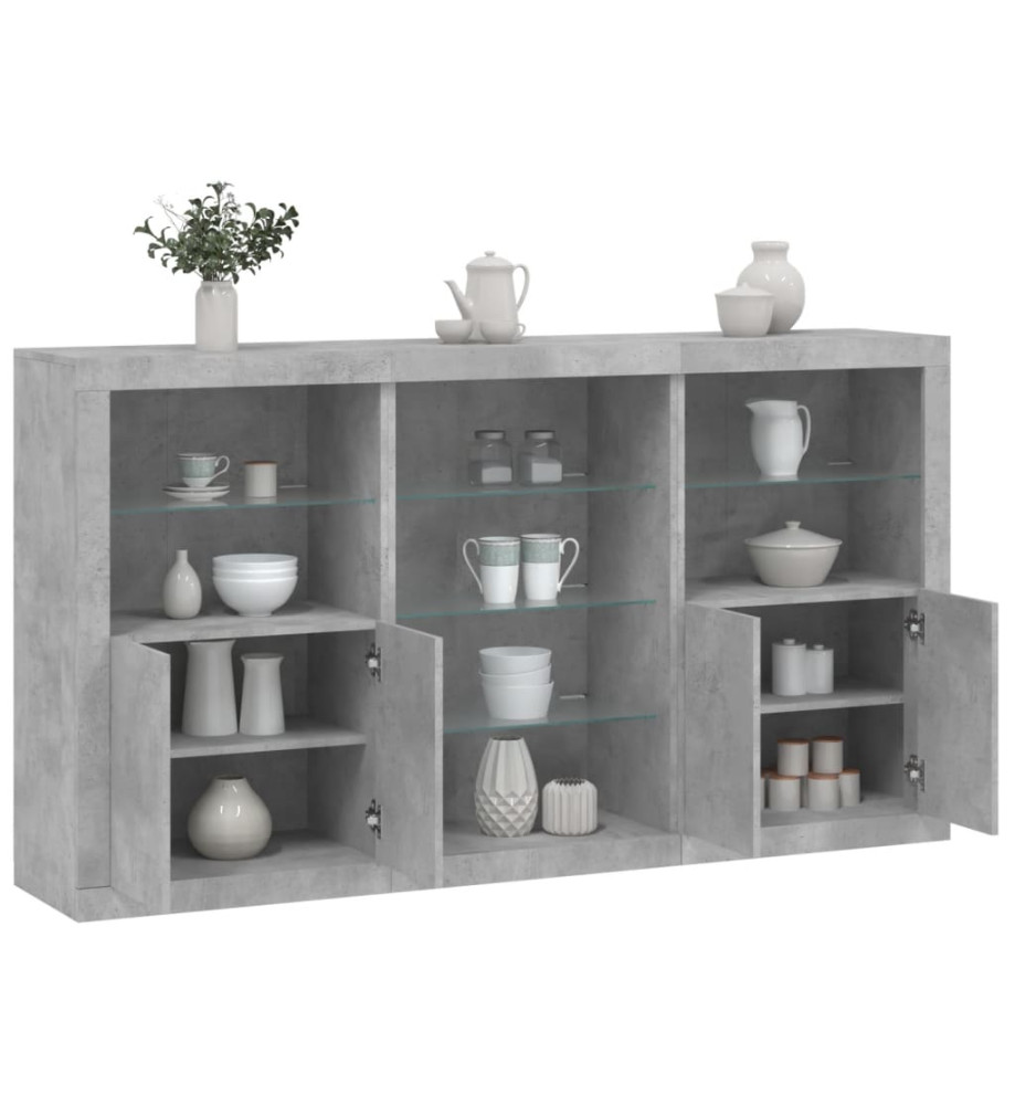 Buffet avec lumières LED gris béton 181,5x37x100 cm Buffet avec lumières LED gris béton 181,5x37x100 cm
