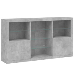 Buffet avec lumières LED gris béton 181,5x37x100 cm