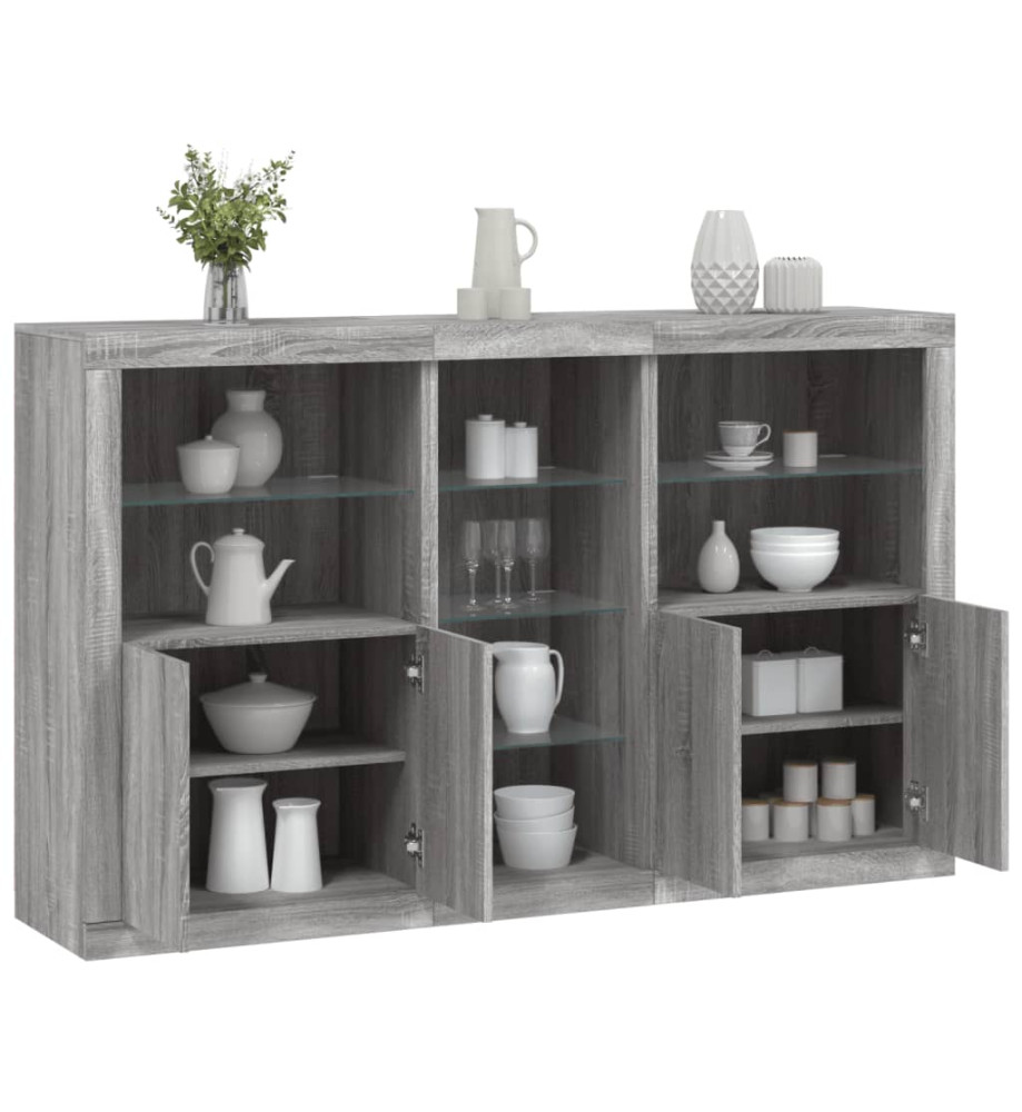 Buffet avec lumières LED sonoma gris 162x37x100 cm Buffet avec lumières LED sonoma gris 162x37x100 cm
