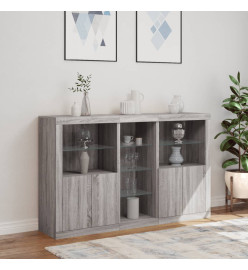 Buffet avec lumières LED sonoma gris 162x37x100 cm