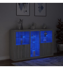 Buffet avec lumières LED sonoma gris 162x37x100 cm