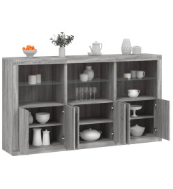 Buffet avec lumières LED sonoma gris 181,5x37x100 cm