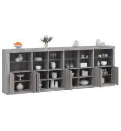Buffet avec lumières LED sonoma gris 283x37x100 cm
