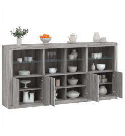 Buffet avec lumières LED sonoma gris 202x37x100 cm