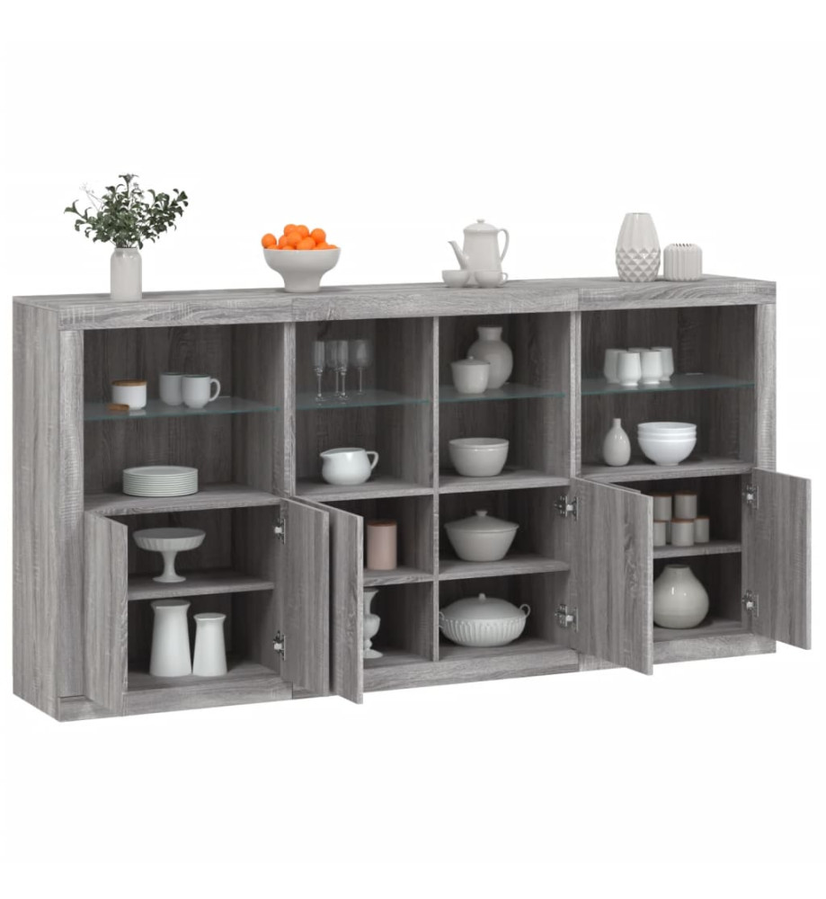 Buffet avec lumières LED sonoma gris 202x37x100 cm Buffet avec lumières LED sonoma gris 202x37x100 cm