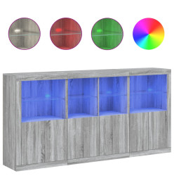Buffet avec lumières LED sonoma gris 202x37x100 cm
