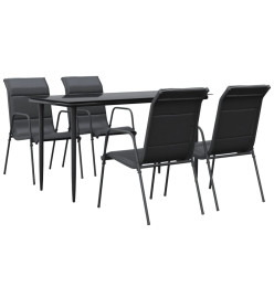 Ensemble à manger de jardin 5 pcs noir textilène et acier