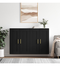 Armoires murales 2 pcs noir bois d'ingénierie