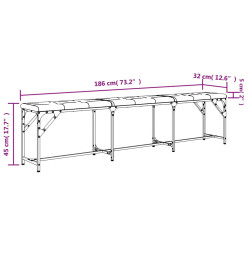 Banc à manger gris foncé 186x32x45 cm acier et tissu