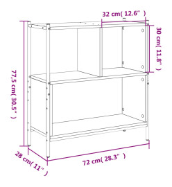 Bibliothèque sonoma gris 72x28x77,5 cm bois d'ingénierie