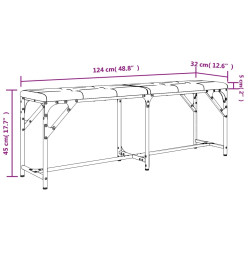 Banc à manger gris clair 124x32x45 cm acier et tissu