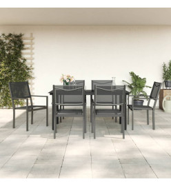 Ensemble à manger de jardin 7 pcs noir textilène et acier